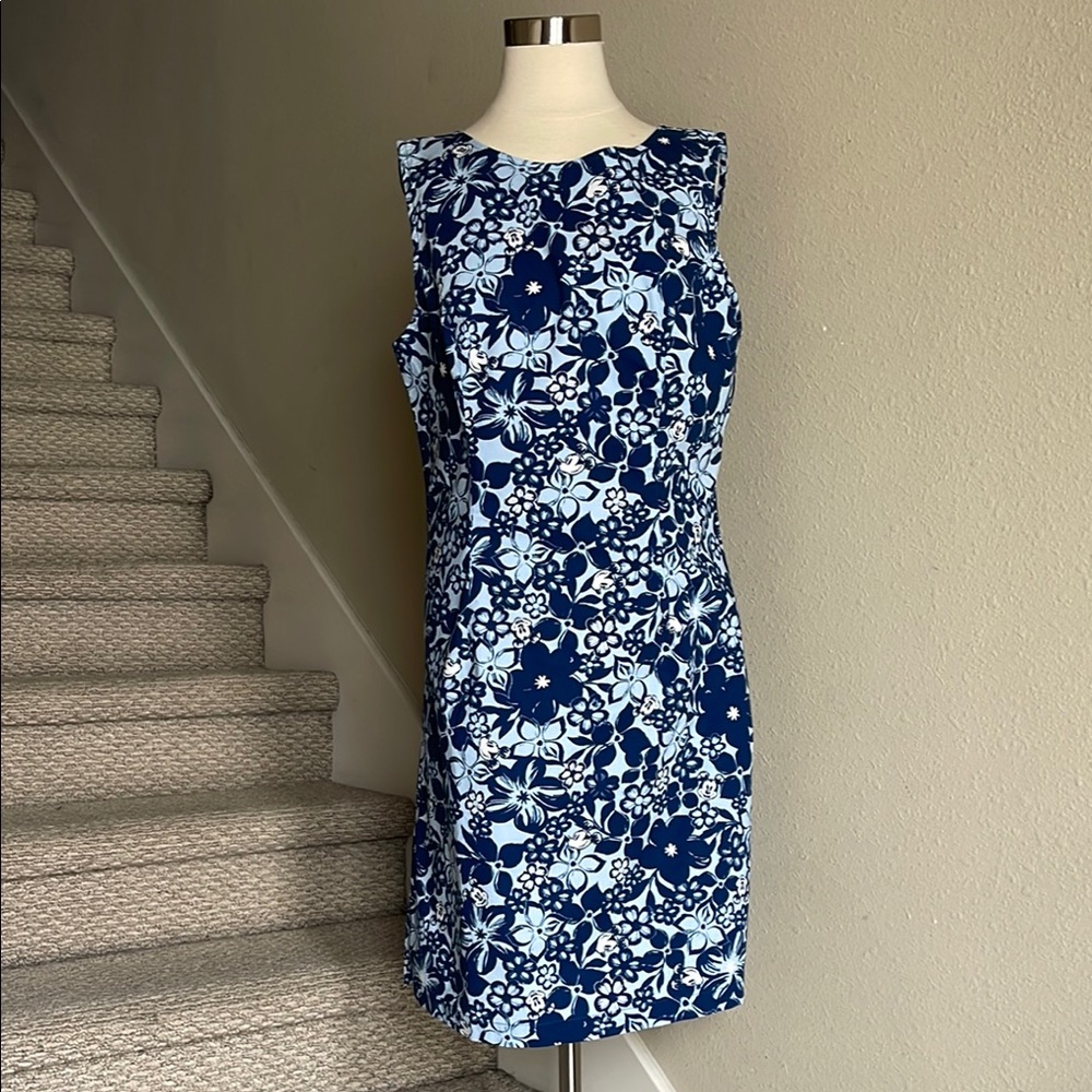 Disney Resort Sz L Vintage 90's Sleeveless Blue Floral Hidden Mickey Dress